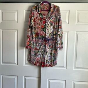 Johnny Was night shirt. Floral pattern. Beautiful buttons.